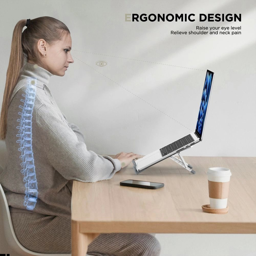 Tech-Protect ULS300 Nešiojamo kompiuterio stovas – sidabrinis 6