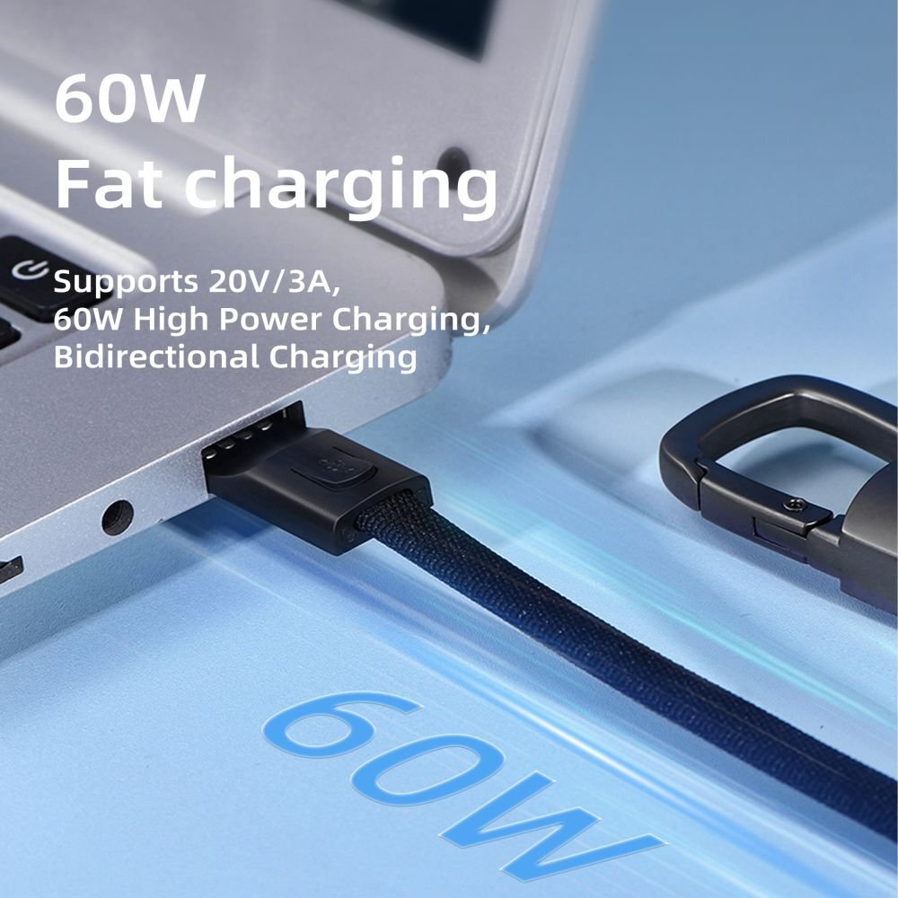 Kabelis su raktų pakabuku Tech-Protect UltraBoost DNA USB-C PD 60W / 3A – pilkas 4 Kabelis su raktų pakabuku Tech-Protect UltraBoost DNA USB-C PD 60W / 3A – pilkas 4