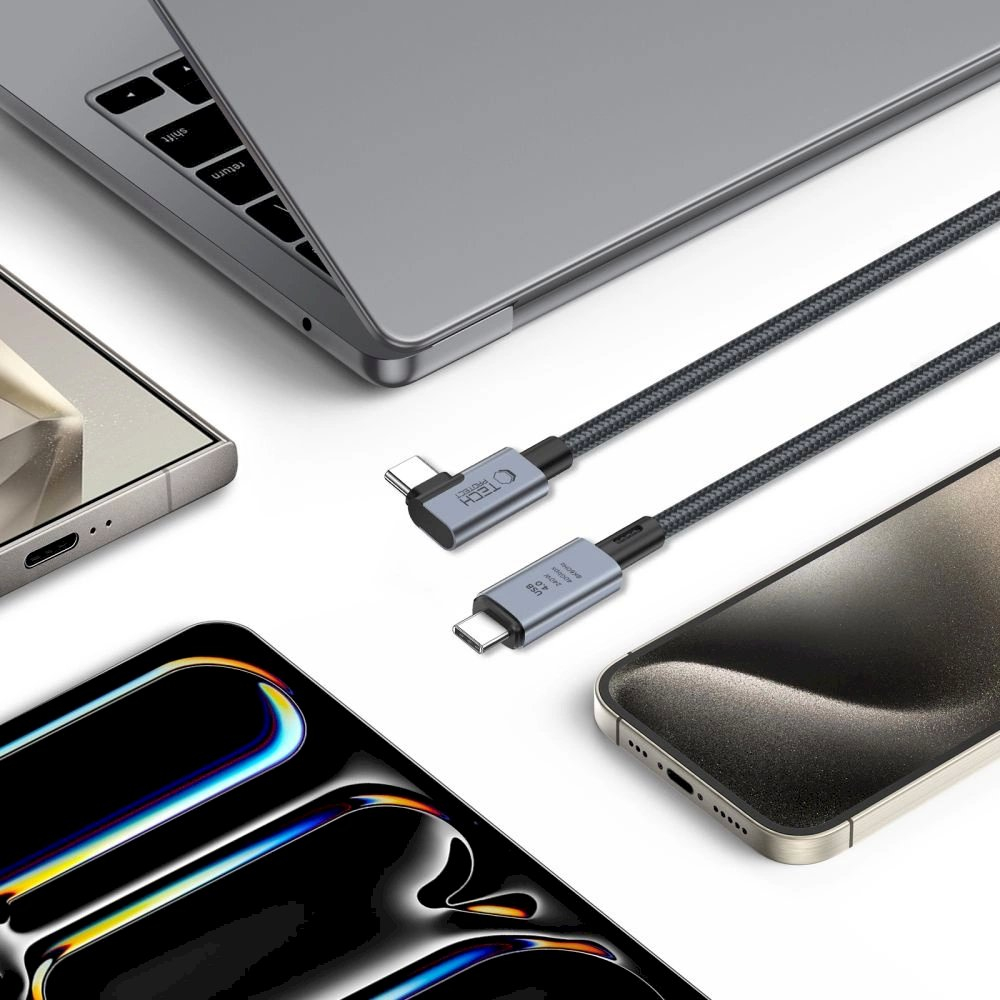 Tech-Protect UltraBoost Max L USB-C 4.0 (straight) / USB-C 4.0 (angled) PD Kabelis 240W 8K 40Gbps 1.5m - pilkas 3 Tech-Protect UltraBoost Max L USB-C 4.0 (straight) / USB-C 4.0 (angled) PD Kabelis 240W 8K 40Gbps 1.5m - pilkas 3