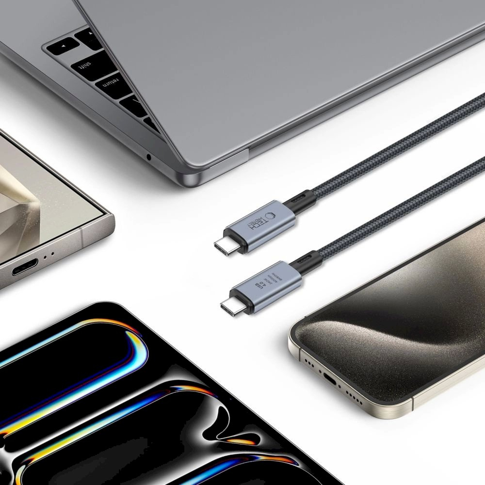 Tech-Protect UltraBoost Max USB-C 4.0 / USB-C 4.0 PD Kabelis 240W 8K 40Gbps 1m - pilkas 4 Tech-Protect UltraBoost Max USB-C 4.0 / USB-C 4.0 PD Kabelis 240W 8K 40Gbps 1m - pilkas 4