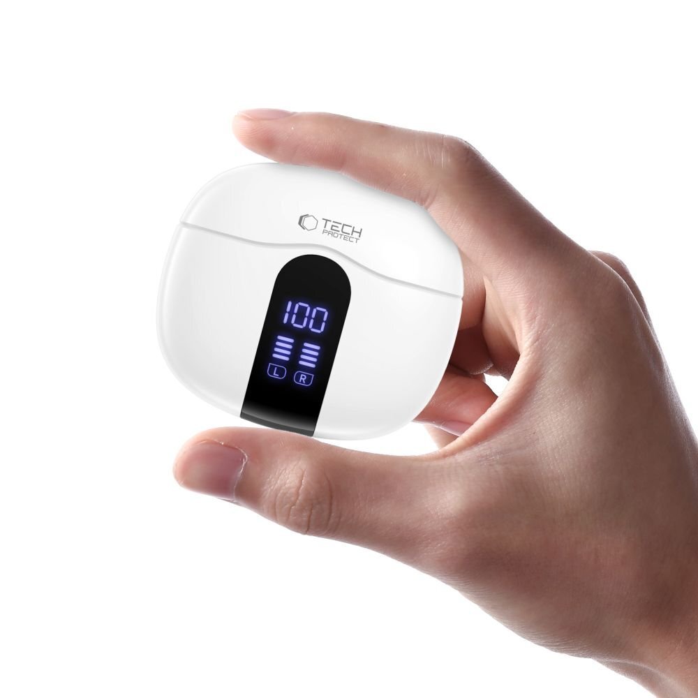 Belaidės ausinės Tech-Protect UltraBoost TWS Core G2 – baltos 4 Belaidės ausinės Tech-Protect UltraBoost TWS Core G2 – baltos 4