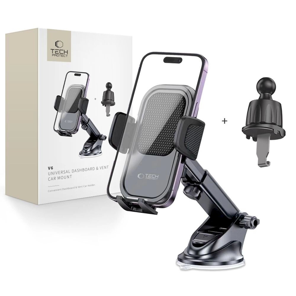 Tech-Protect V6 car Telfono laikiklis cockpit / air vent - Juodas Tech-Protect V6 car Telfono laikiklis cockpit / air vent - Juodas