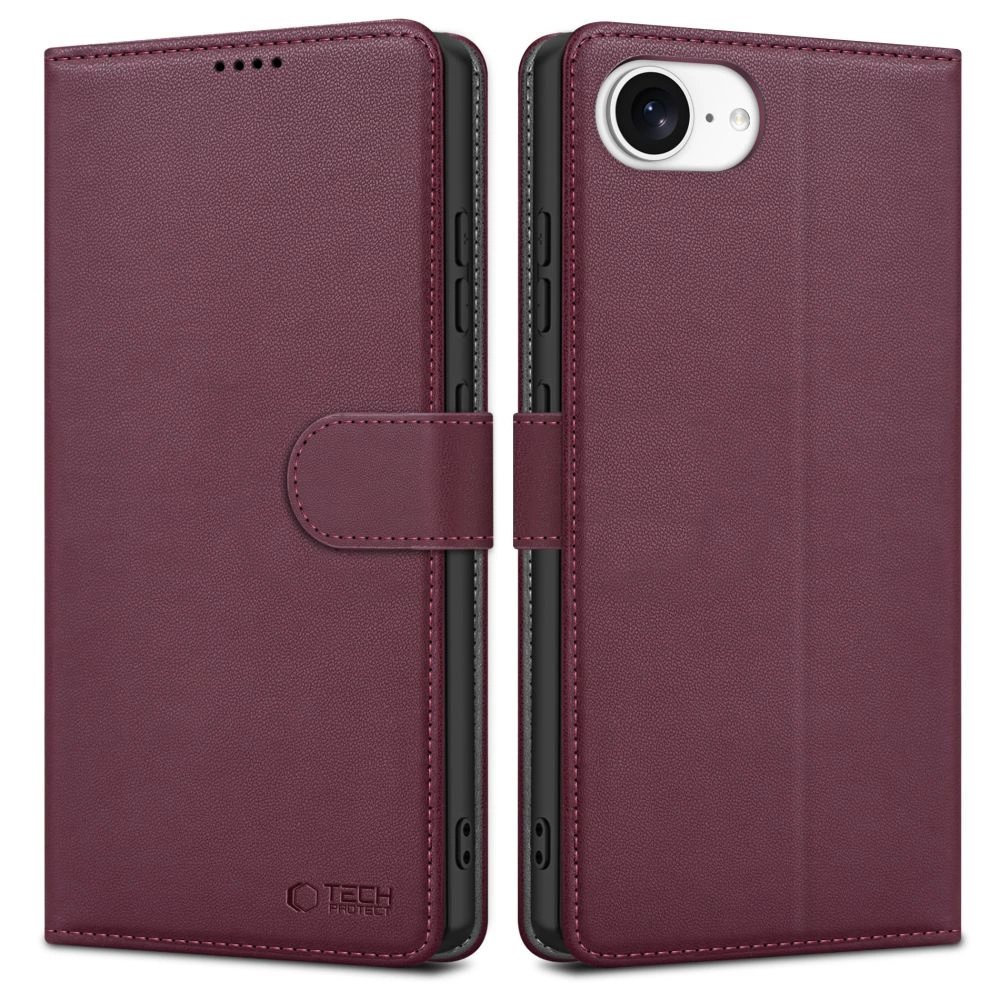 Tech-Protect Piniginės tipo Dėklas skirtas iPhone 16e - Burgundy
