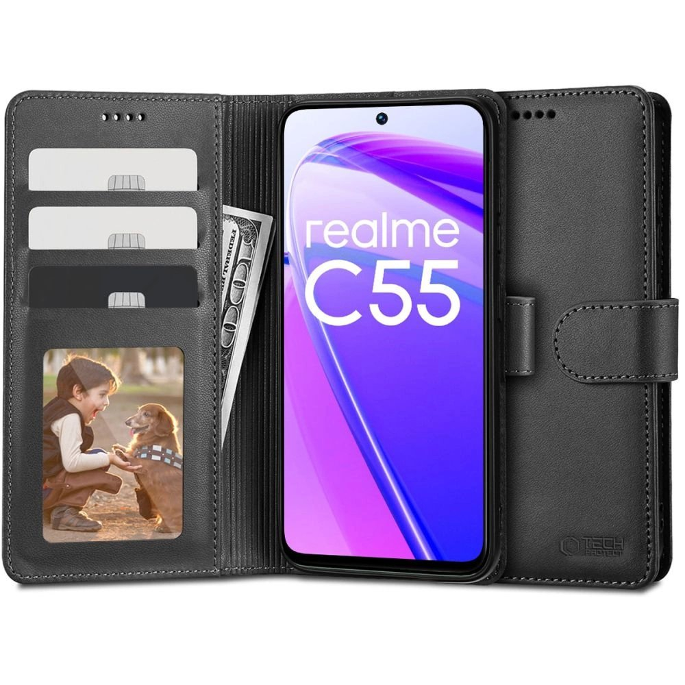 Realme C55 Tech-Protect Wallet dėklas - juodas Realme C55 Tech-Protect Wallet dėklas - juodas