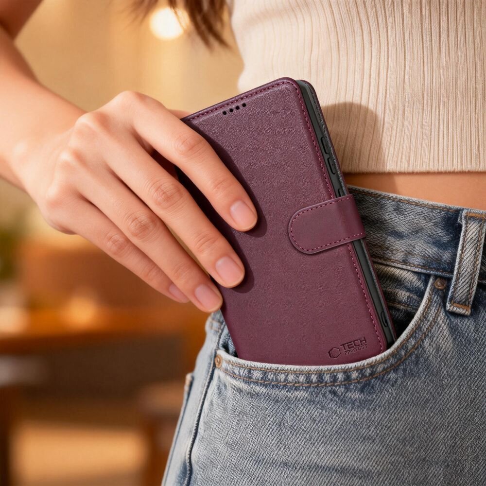 Samsung Galaxy A57 5G Tech-Protect Wallet dėklas – bordo 3