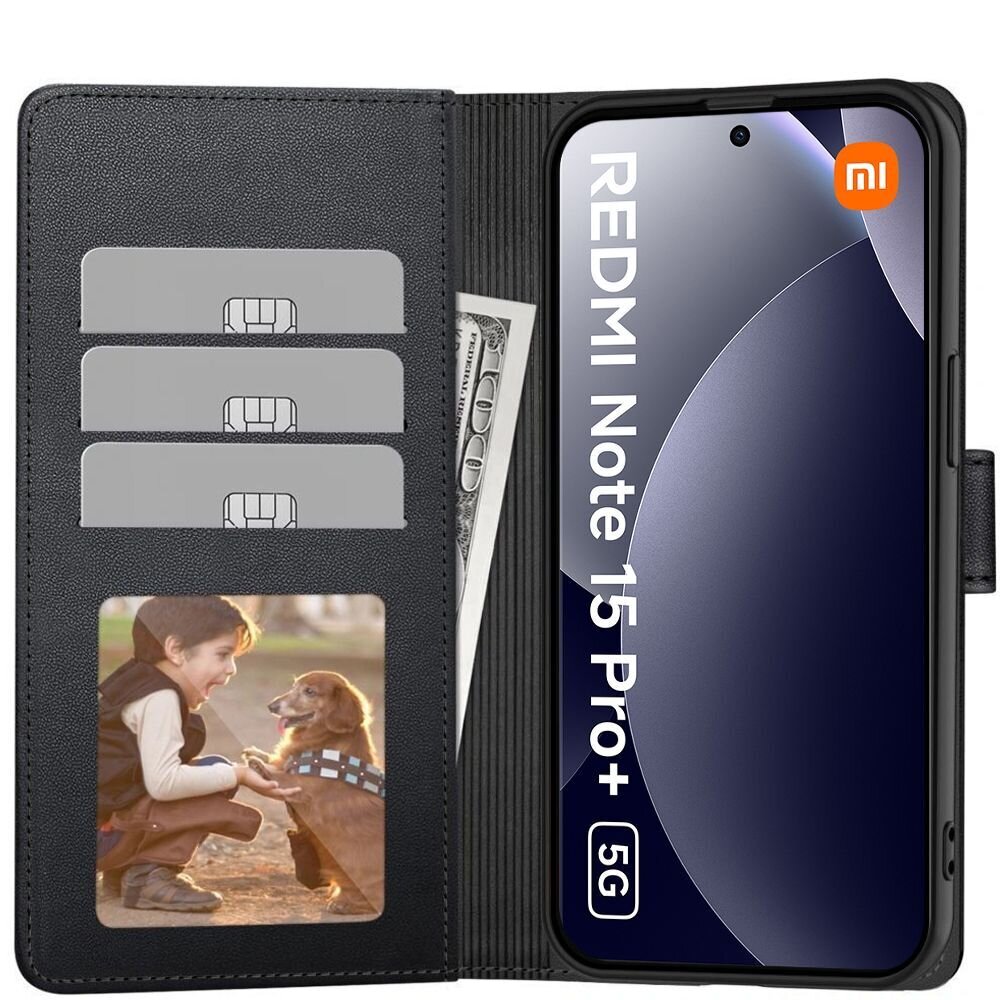 Xiaomi Redmi Note 15 Pro+ 5G Tech-Protect Wallet dėklas – juodas 1