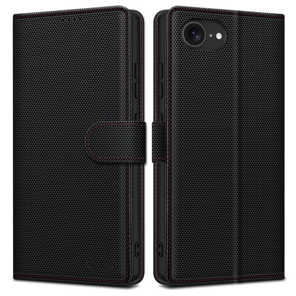 iPhone 16e – TECH-PROTECT WALLET RS dėklas - Juodas/Raudonas