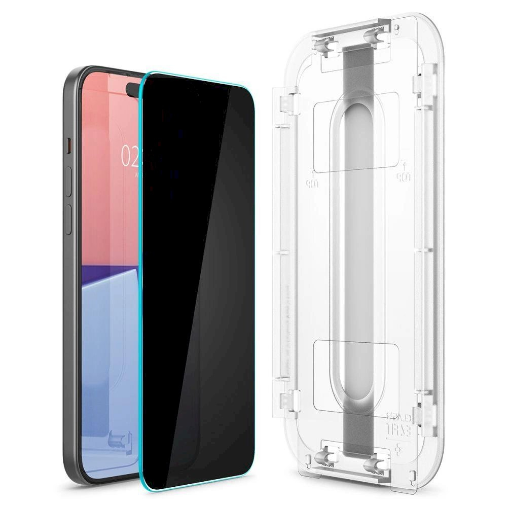 TEMPERED GLASS Spigen GLAS.TR "EZ FIT" 2-PACK IPHONE 15 PRIVACY 2 TEMPERED GLASS Spigen GLAS.TR "EZ FIT" 2-PACK IPHONE 15 PRIVACY 2