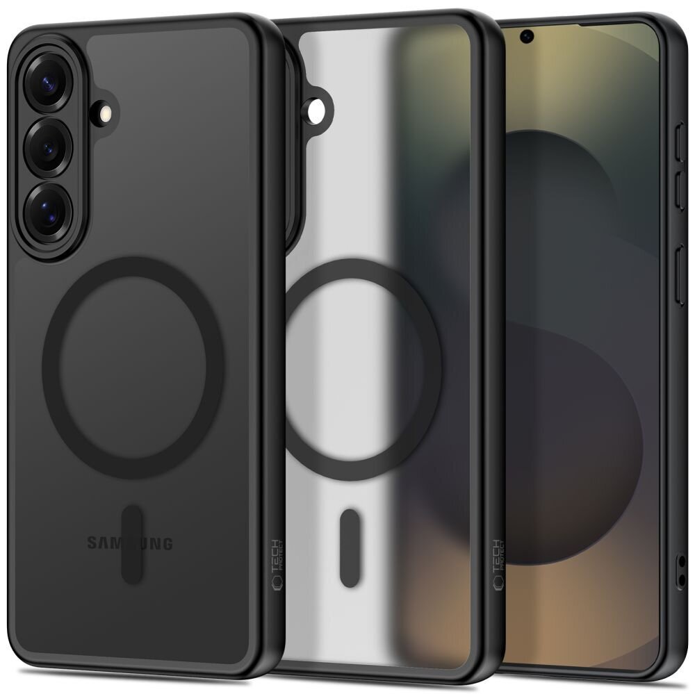 Samsung Galaxy S26 Tech-Protect BasicMag MagSafe dėklas – juodas skaidrus