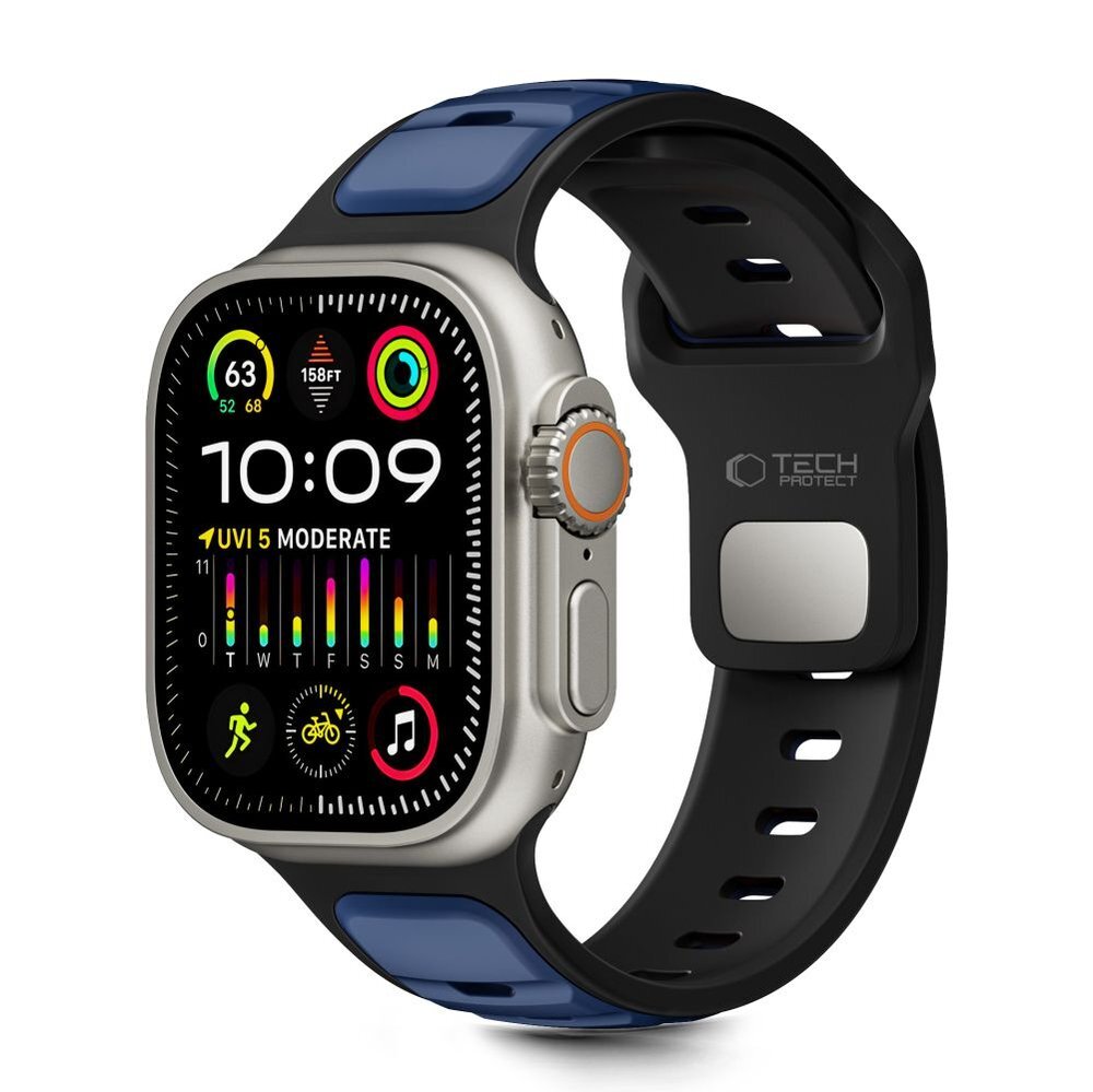 Apple Watch 44 / 45 / 46 / 49 mm Tech-Protect IconBand Line dirželis – juodas ir tamsiai mėlynas Apple Watch 44 / 45 / 46 / 49 mm Tech-Protect IconBand Line dirželis – juodas ir tamsiai mėlynas