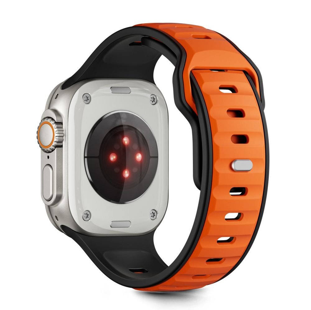Apple Watch 44 / 45 / 46 / 49 mm Tech-Protect IconBand Line dirželis – juodas ir oranžinis 1
