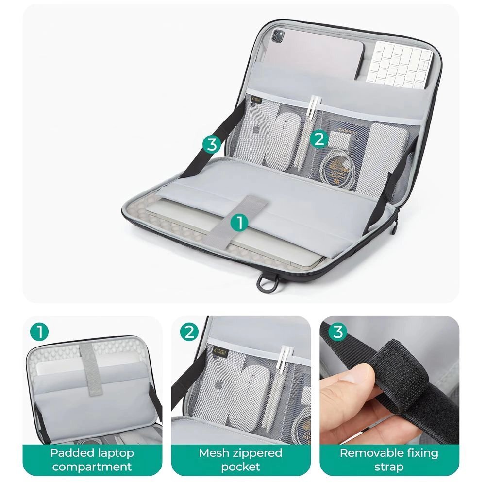 Nešiojamojo kompiuterio dėklas Tech-Protect Ranger-X Tactical 13–14" – juodas 4