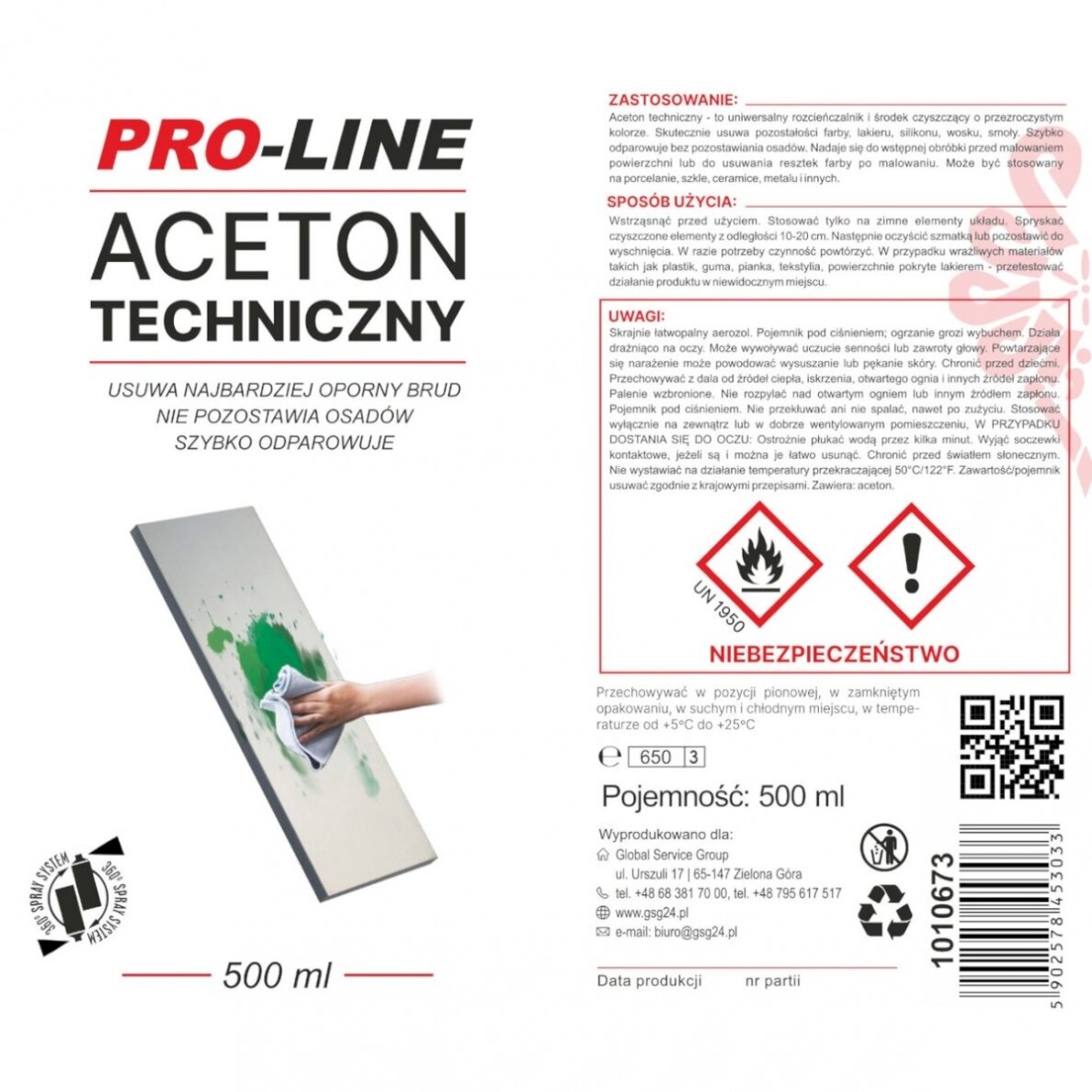Technical acetone 100% spray PRO-LINE spray 500ml 2 Technical acetone 100% spray PRO-LINE spray 500ml 2