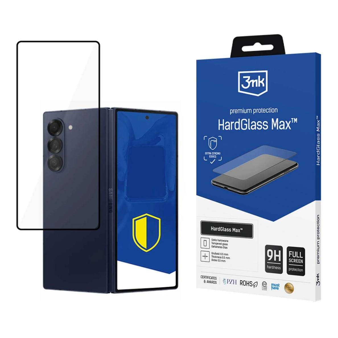 Samsung Galaxy Z Fold 6 (priekis) 3mk HardGlass Max Black apsauginis stiklas