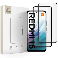 Akcija! Xiaomi Redmi 15 4G / 5G Tech-Protect Glass Fit+ grūdintas stiklas, 2 vnt. – juodas