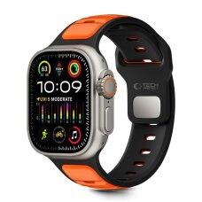 Apple Watch 44 / 45 / 46 / 49 mm Tech-Protect IconBand Line dirželis – juodas ir oranžinis