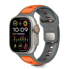 Apple Watch 44 / 45 / 46 / 49 mm Tech-Protect IconBand Line dirželis – pilkas ir oranžinis