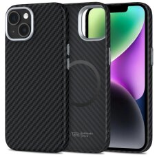 iPhone 14 dėklas Tech-Protect Ion Carbon, MagSafe – juodas
