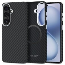 Samsung Galaxy S26 Tech-Protect Ion Carbon MagSafe dėklas – juodas ir sidabrinis