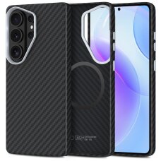 Samsung Galaxy S26 Ultra Tech-Protect Ion Carbon MagSafe dėklas – juodas ir sidabrinis