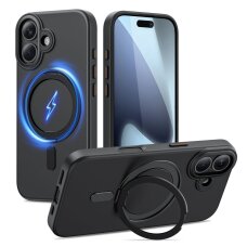 iPhone 17 dėklas Tech-Protect MagRing su MagSafe – matinės juodos spalvos iPhone 17 dėklas Tech-Protect MagRing su MagSafe – matinės juodos spalvos