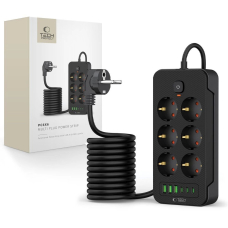 Tech-Protect PC6X6 Maitinimo juosta 6 lizdai 240V + 3xUSB-A + 3xUSB-C, 200 cm – juodas