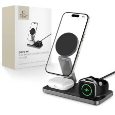 Belaidis įkroviklis Tech-Protect QI15W-A47 MagSafe 3in1 su USB-C laidu – juodas