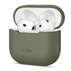 AirPods 4 Tech-Protect silikoninis dėklas - alyvuogių