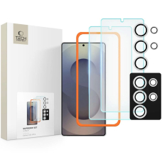 Tech-Protect Supreme rinkinys skirtas Samsung Galaxy S25 Ultra: 2x grūdinto stiklo ekranui + kameros stiklas – skaidrus
