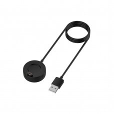 [Užsakomoji prekė] Techsuit - SmartWatch Wireless Charging Cable (TGC4) - for Garmin Watch, USB, 5W, 1m with Desk Holder - Juodas