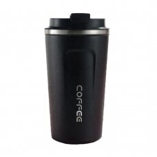 [Užsakomoji prekė] Techsuit - Thermos Mug - with Lid for Coffe, Portable, Stainless Steel, 380ml - Juodos spalvos
