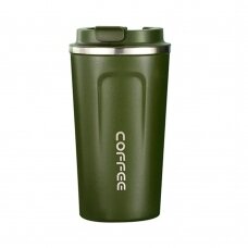 [Užsakomoji prekė] Techsuit - Thermos Mug - with Lid for Coffe, Portable, Stainless Steel, 380ml - Green
