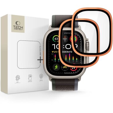 Apple Watch Ultra 49mm Tech-Protect grūdintas stiklas (2 vnt.) – oranžinis Apple Watch Ultra 49mm Tech-Protect grūdintas stiklas (2 vnt.) – oranžinis