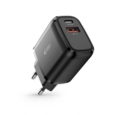 Tech-Protect C20W USB-C PD 20W / USB-A QC 3.0 network Įkroviklis - Juodas 6 Tech-Protect C20W USB-C PD 20W / USB-A QC 3.0 network Įkroviklis - Juodas 6