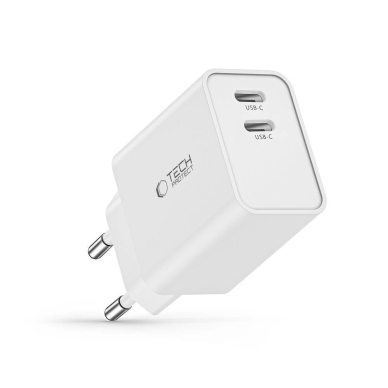 Tech-Protect C35W mains Įkroviklis 2x USB-C PD 35W - baltas 5 Tech-Protect C35W mains Įkroviklis 2x USB-C PD 35W - baltas 5