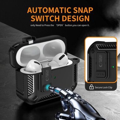 AirPods Pro Tech-Protect Carbonox MagSafe dėklas – juodas 3