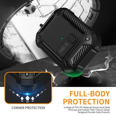 AirPods Pro Tech-Protect Carbonox MagSafe dėklas – juodas 5