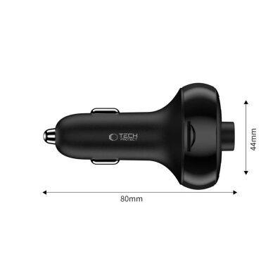 Automobilinis įkroviklis Tech-Protect CC06 3 jungčių PD72W su siųstuvu – juodas 2