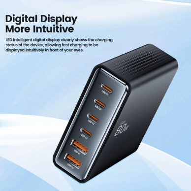 Tech-Protect DC80W-GAN 6-port PD80W / QC3.0 įkrovimo stotelė – juodas 4