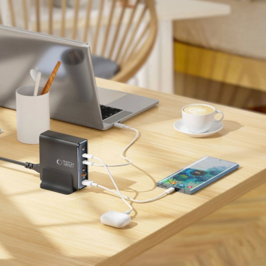 Tech-Protect DC80W-GAN 6-port PD80W / QC3.0 įkrovimo stotelė – juodas 6 Tech-Protect DC80W-GAN 6-port PD80W / QC3.0 įkrovimo stotelė – juodas 6