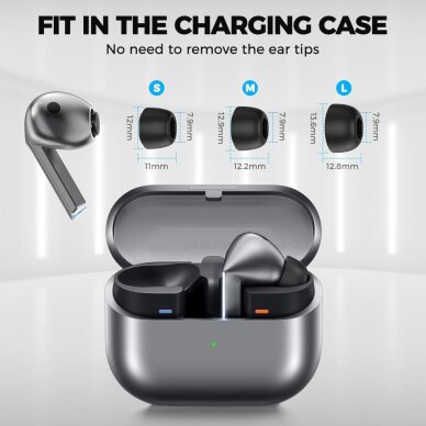 Ausinių antgaliai Tech-Protect Samsung Galaxy Buds 3 Pro S / M / L dydžiai – juodi (3 vnt.) 2 Ausinių antgaliai Tech-Protect Samsung Galaxy Buds 3 Pro S / M / L dydžiai – juodi (3 vnt.) 2