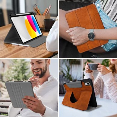iPad 10.9" (10 kartos, 2022) / iPad 11" (11 kartos, 2025) Tech-Protect Fleece dėklas – rudas 7