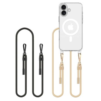Tech-Protect FlexAir Chain MagSafe iPhone 16 Dėklas - Skaidrus + 2 Lanyards (Black Taupe) Tech-Protect FlexAir Chain MagSafe iPhone 16 Dėklas - Skaidrus + 2 Lanyards (Black Taupe)