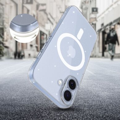 iPhone 17 dėklas Tech-Protect FlexAir su MagSafe – skaidrus su blizgučiais 4