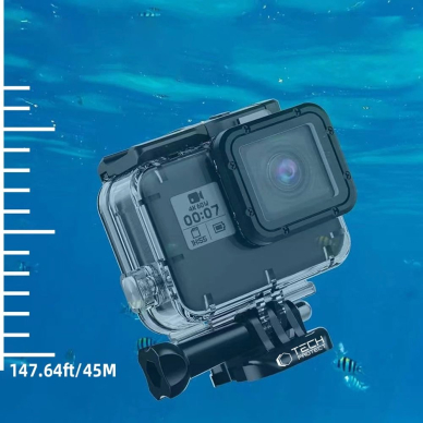 GoPro Hero 5 / 6 / 7 Tech-Protect GA200 atsparus vandeniui dėklas - permatomas 2