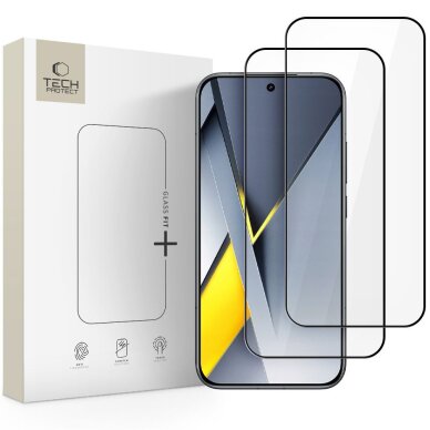 Xiaomi Poco F8 Pro Tech-Protect Glass Fit+ grūdintas stiklas (2 vnt.) – juodas