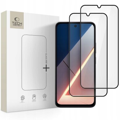 Xiaomi Poco M7 Tech-Protect Glass Fit+ grūdintas stiklas, 2 vnt. – juodas Xiaomi Poco M7 Tech-Protect Glass Fit+ grūdintas stiklas, 2 vnt. – juodas