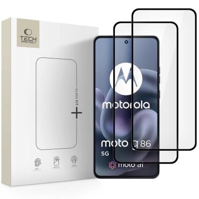 Motorola Moto G86 5G / G86 5G Power Tech-Protect Glass Fit+ grūdintas stiklas, 2 vnt. – juodas