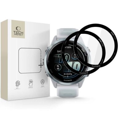 Garmin Forerunner 570 42 mm Tech-Protect Glass Flex+ hibridinis stiklas, 2 vnt. – juodas