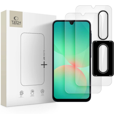 Tech-Protect Glass Set+ grūdintas stiklas skirtas Samsung Galaxy A26 5G – skaidrus